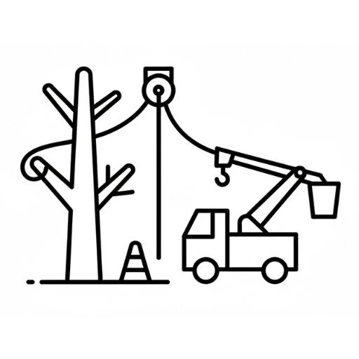 Emergency tree removal using a bucket truck with controlled lowering for safety